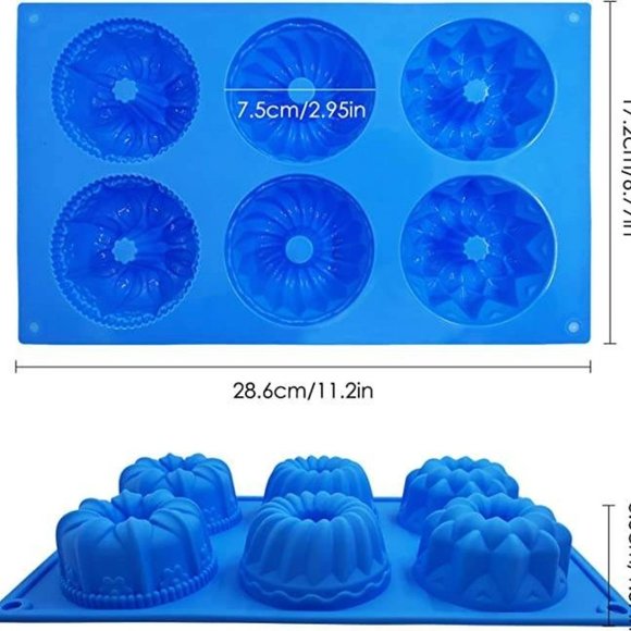 Silicone Bundt Cake Molds, Doughnut Maker Silicone Baking Tray Cupcake Muffin Mo - Picture 4 of 8
